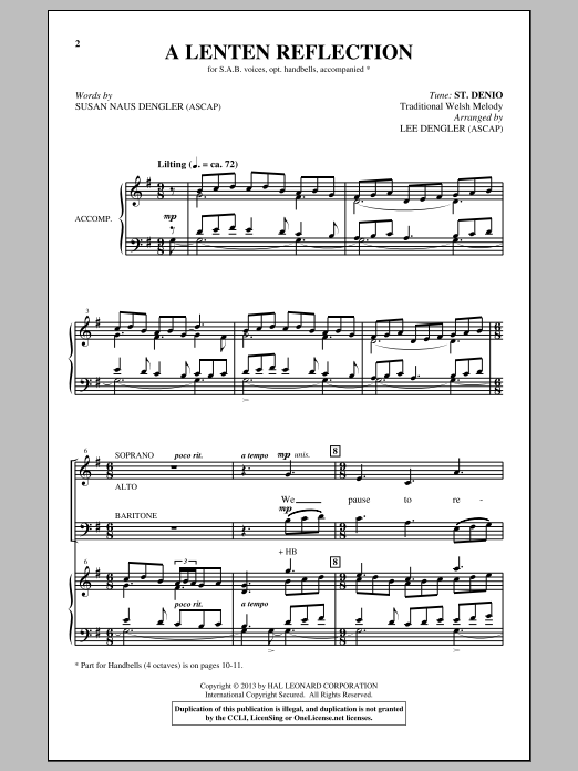 Lee Dengler A Lenten Reflection Sheet Music Notes & Chords for SATB - Download or Print PDF