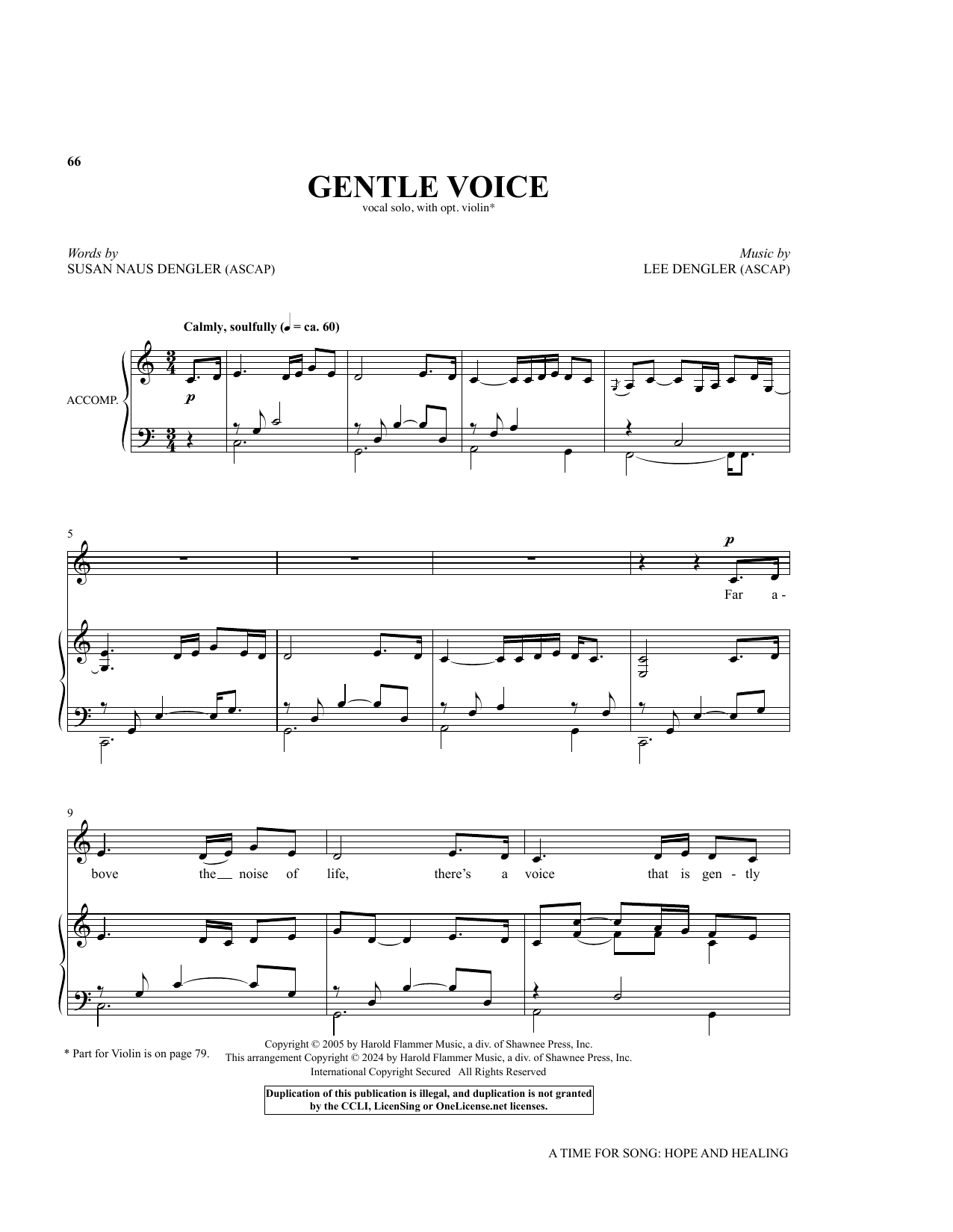 Lee Dengler and Susan Dengler Gentle Voice Sheet Music Notes & Chords for Piano & Vocal - Download or Print PDF