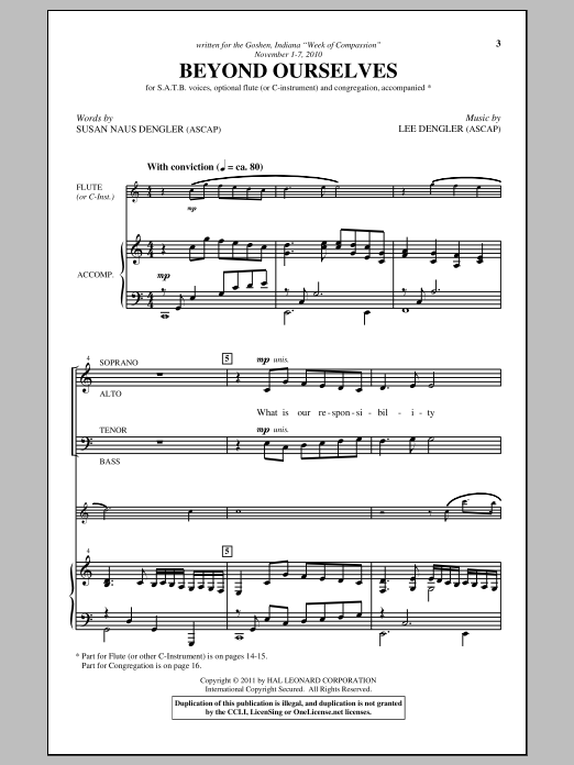 Lee Dengler Beyond Ourselves Sheet Music Notes & Chords for SATB - Download or Print PDF