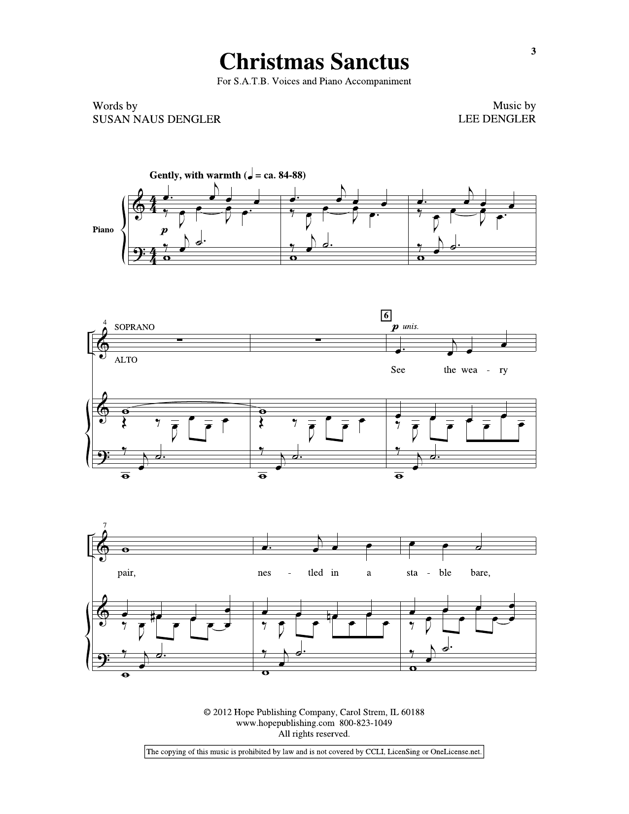 Lee Dengler Christmas Sanctus Sheet Music Notes & Chords for Choir - Download or Print PDF