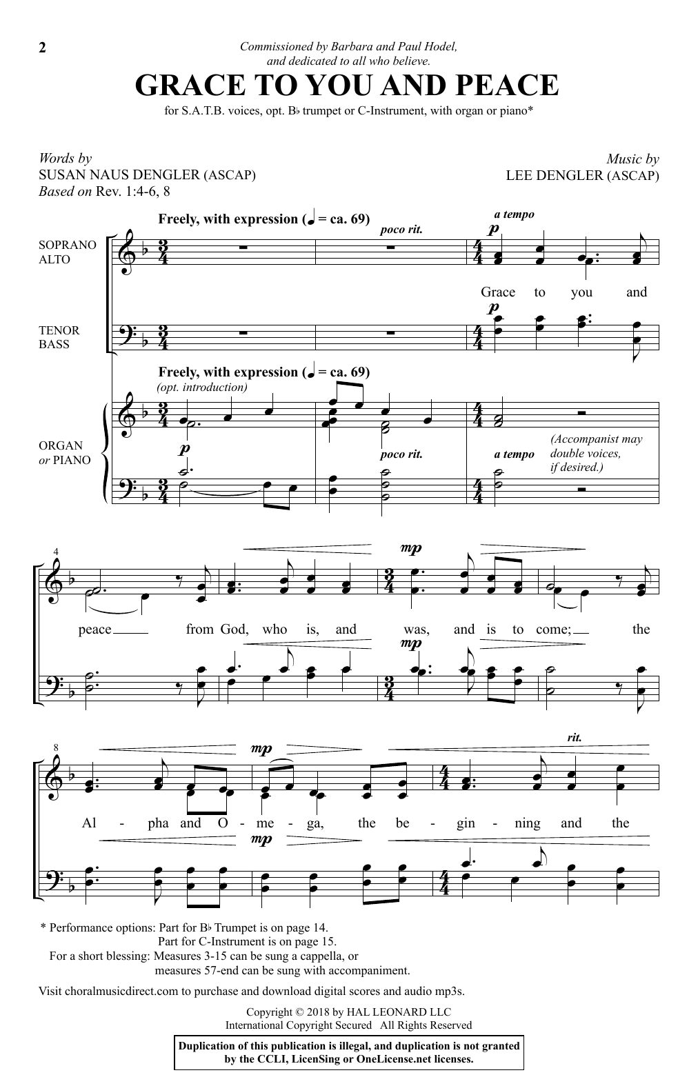 Lee Dengler Grace To You And Peace Sheet Music Notes & Chords for Choral - Download or Print PDF