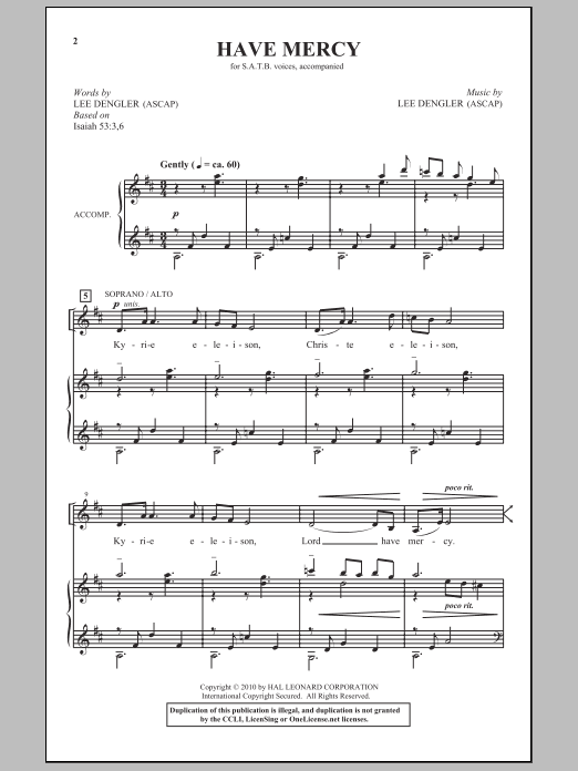 Lee Dengler Have Mercy Sheet Music Notes & Chords for SATB - Download or Print PDF