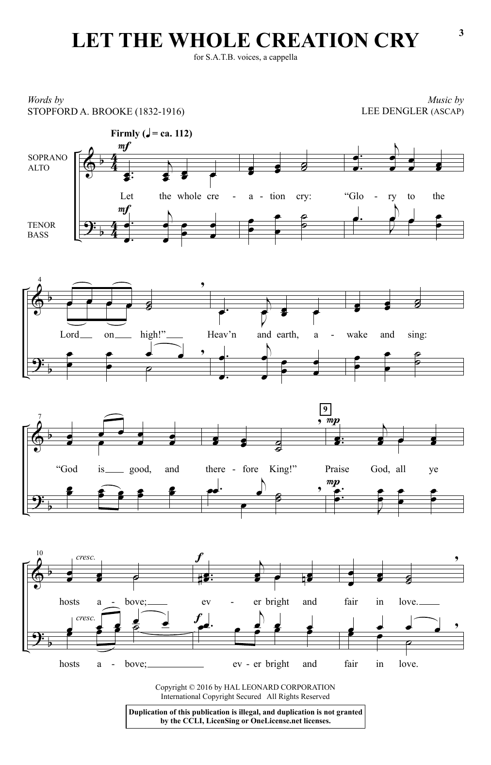 Lee Dengler Let The Whole Creation Cry Sheet Music Notes & Chords for SATB - Download or Print PDF