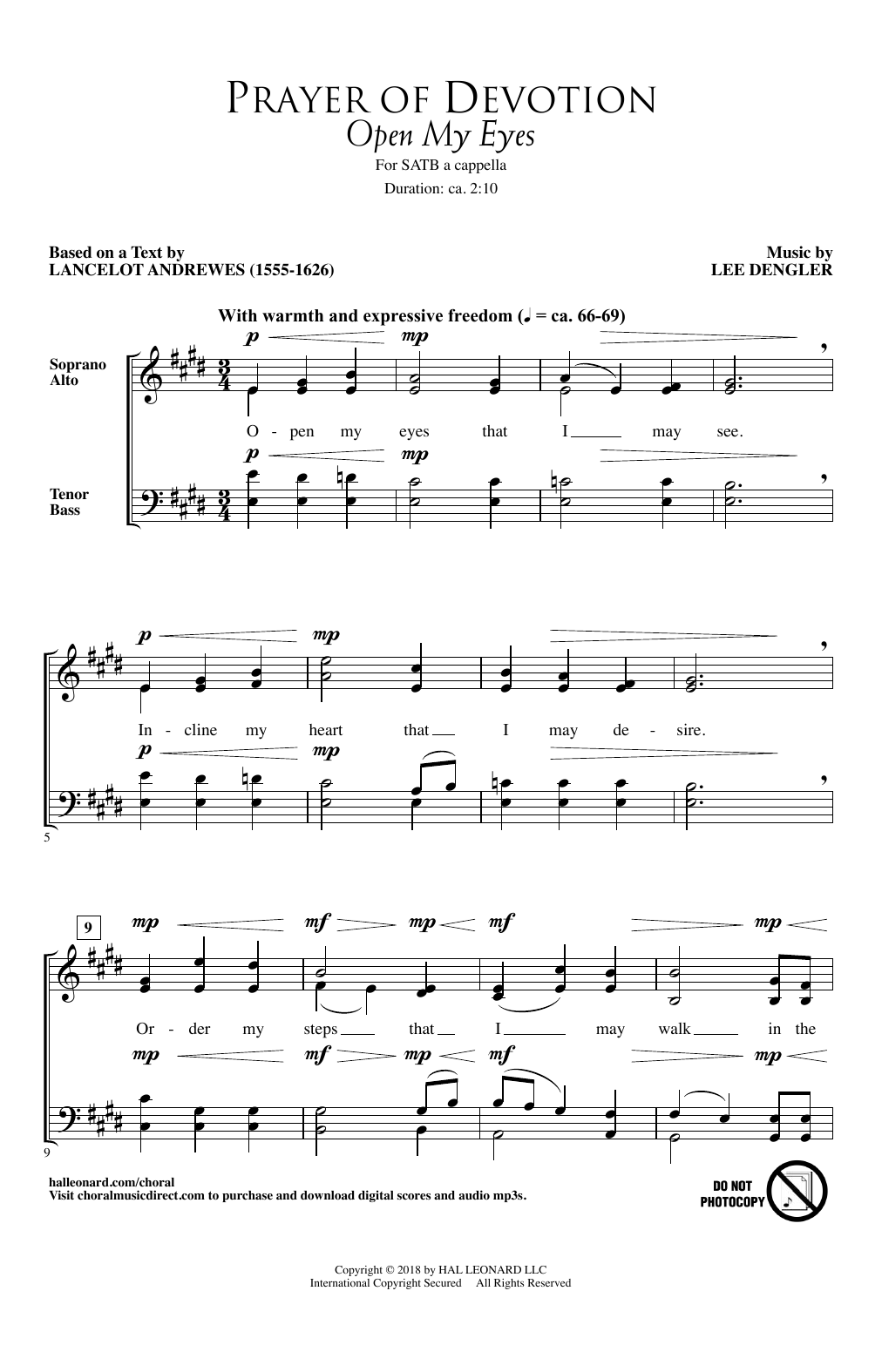 Lee Dengler Prayer Of Devotion (Open My Eyes) Sheet Music Notes & Chords for SATB - Download or Print PDF