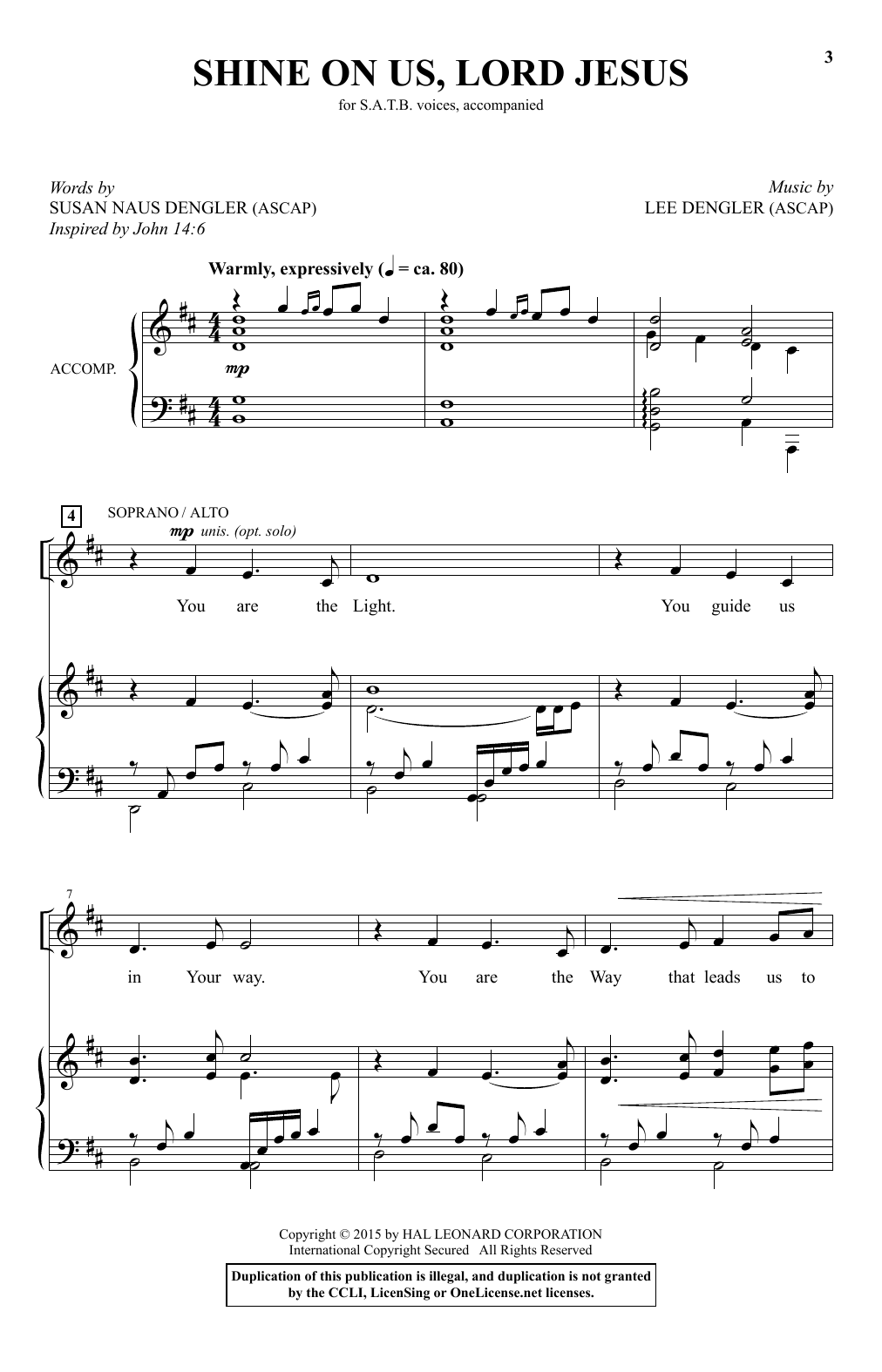 Lee Dengler Shine On Us, Lord Jesus Sheet Music Notes & Chords for SATB - Download or Print PDF
