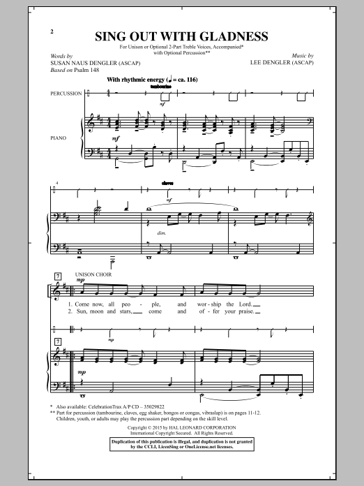 Lee Dengler Sing Out With Gladness Sheet Music Notes & Chords for SATB Choir - Download or Print PDF
