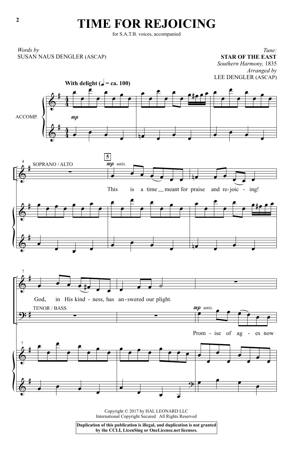 Lee Dengler Time For Rejoicing Sheet Music Notes & Chords for SATB - Download or Print PDF
