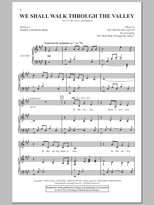 Lee Dengler We Shall Walk Through The Valley In Peace Sheet Music Notes & Chords for SATB - Download or Print PDF