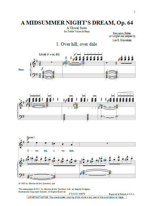 Lee Kesselman A Midsummer Night's Dream - A Choral Suite Sheet Music Notes & Chords for SSA - Download or Print PDF