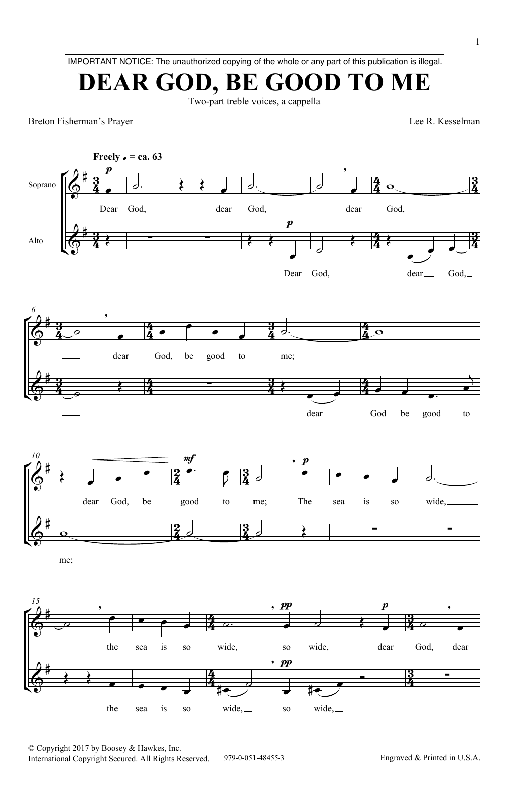 Lee Kesselman Dear God, Be Good To Me Sheet Music Notes & Chords for 2-Part Choir - Download or Print PDF