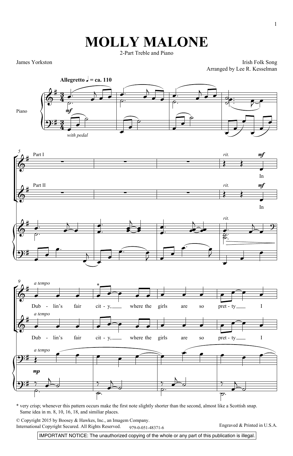 Lee Kesselman Molly Malone Sheet Music Notes & Chords for SATB - Download or Print PDF