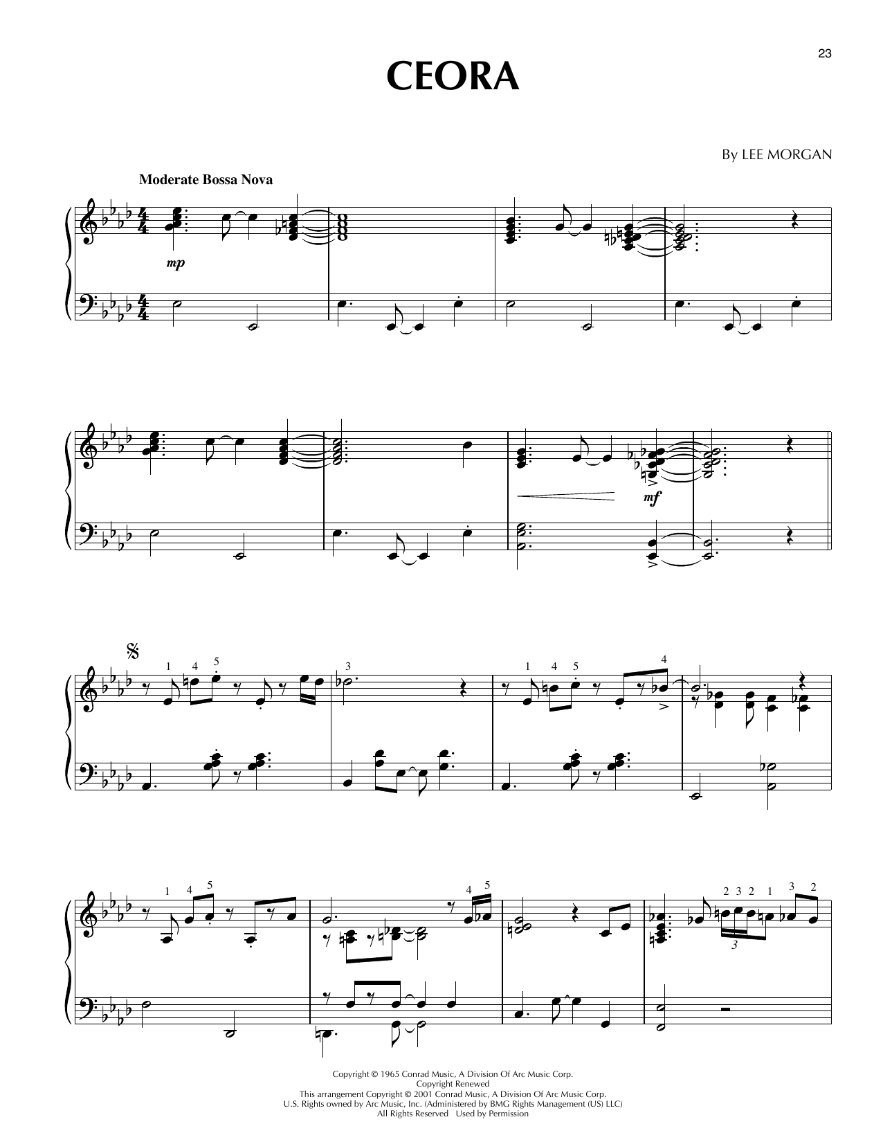 Lee Morgan Ceora (arr. Brent Edstrom) Sheet Music Notes & Chords for Piano Solo - Download or Print PDF