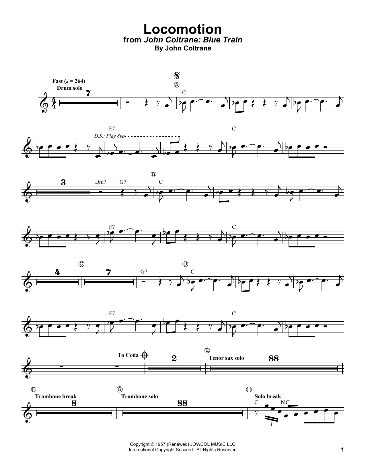 Lee Morgan Locomotion Sheet Music Notes & Chords for Trumpet Transcription - Download or Print PDF