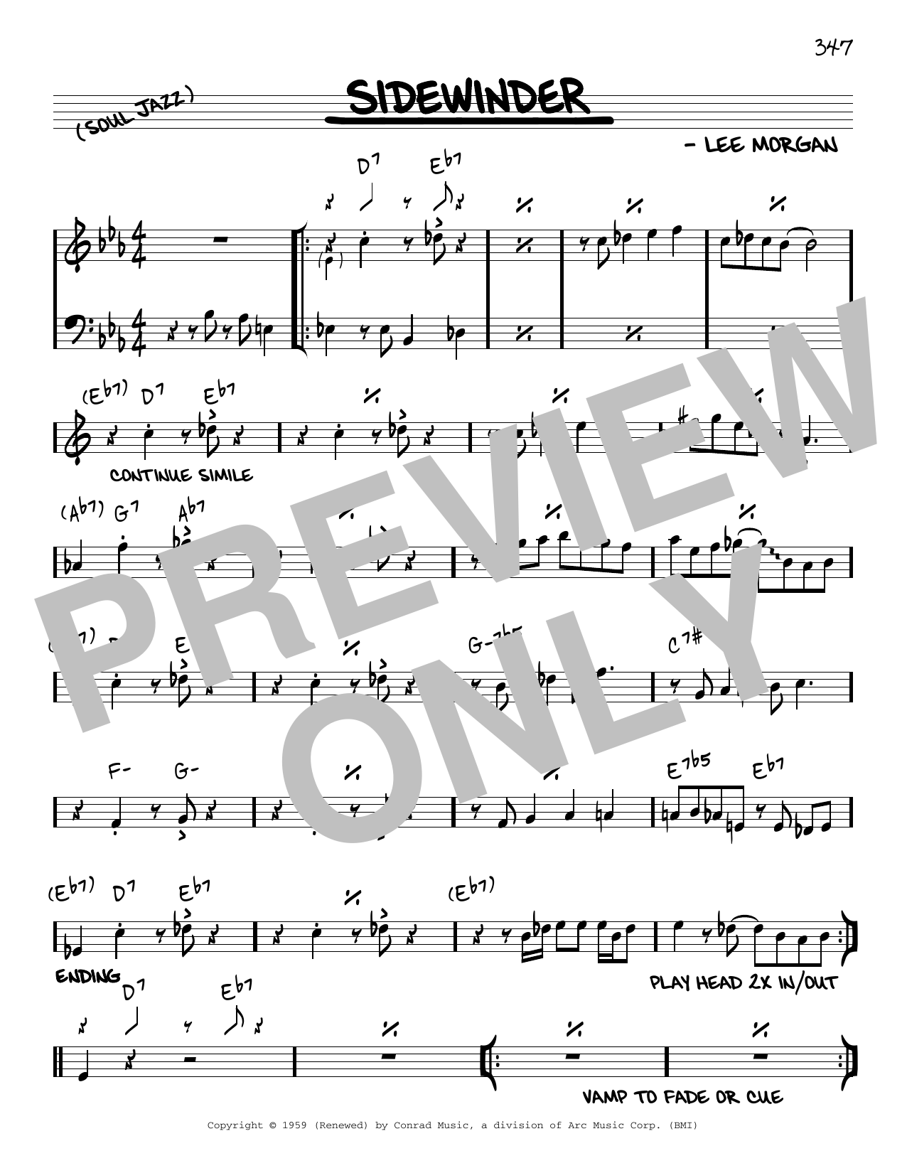 Lee Morgan Sidewinder [Reharmonized version] (arr. Jack Grassel) Sheet Music Notes & Chords for Real Book – Melody & Chords - Download or Print PDF