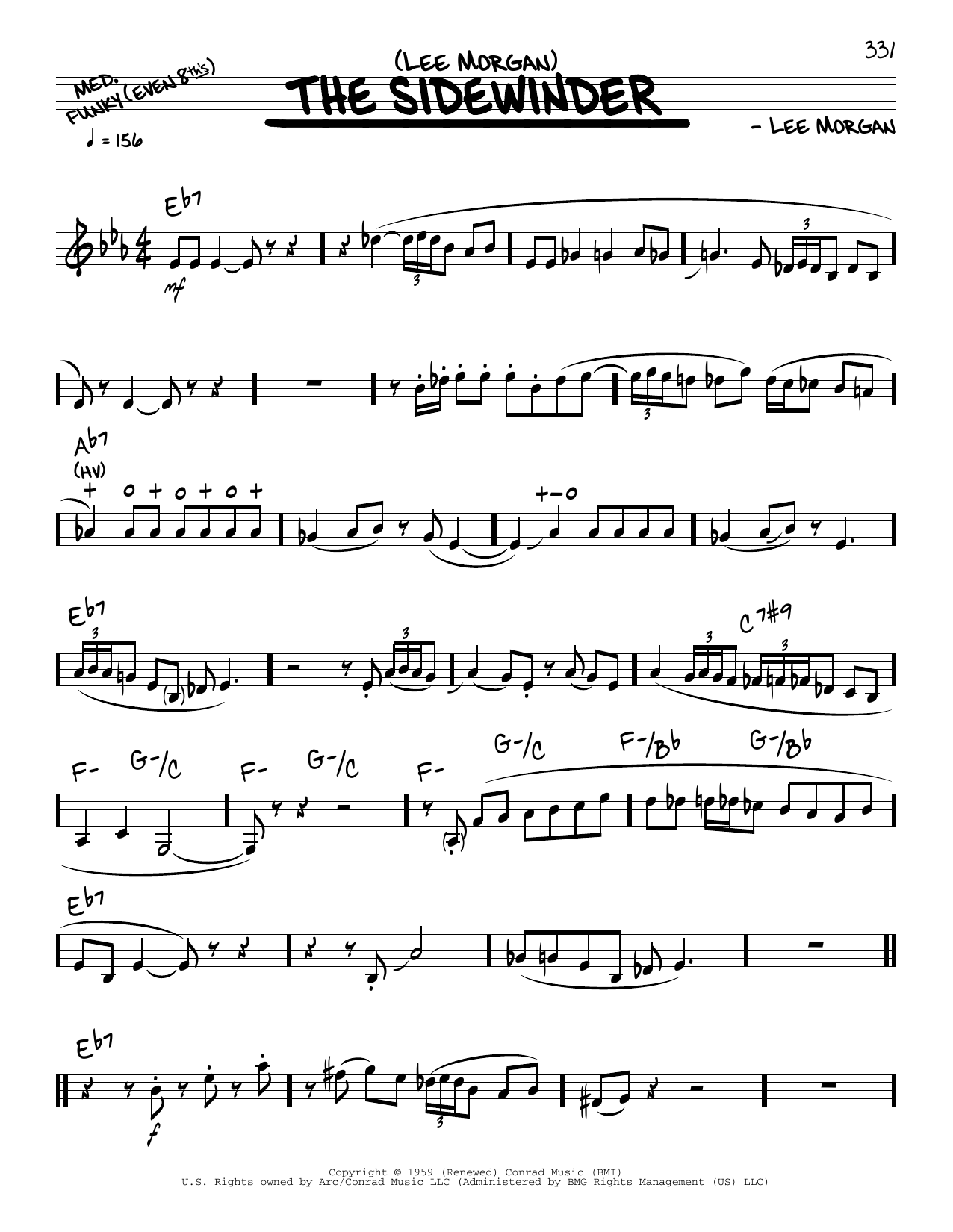 Lee Morgan Sidewinder (solo only) Sheet Music Notes & Chords for Real Book – Melody & Chords - Download or Print PDF