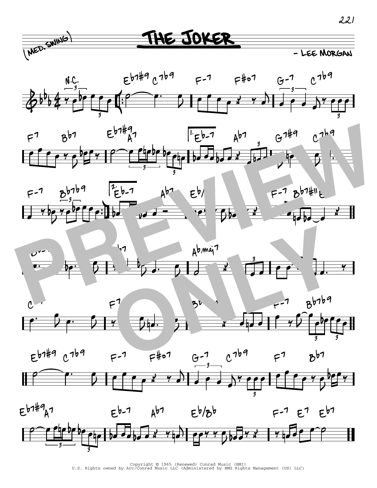 Lee Morgan The Joker Sheet Music Notes & Chords for Real Book – Melody & Chords - Download or Print PDF
