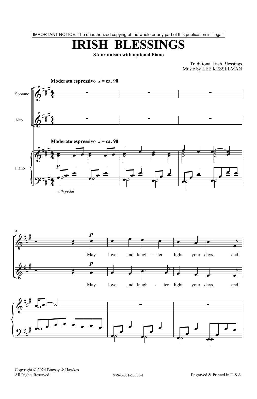 Lee R. Kesselman Irish Blessings Sheet Music Notes & Chords for Choir - Download or Print PDF