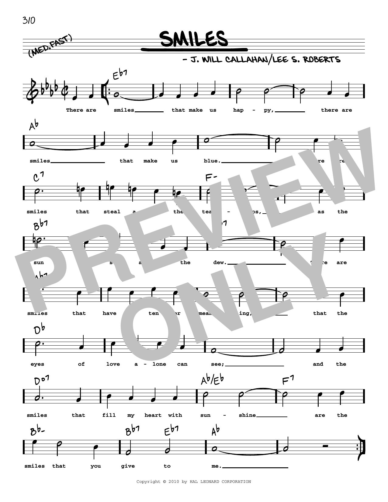 Lee S. Roberts Smiles (arr. Robert Rawlins) Sheet Music Notes & Chords for Real Book – Melody, Lyrics & Chords - Download or Print PDF