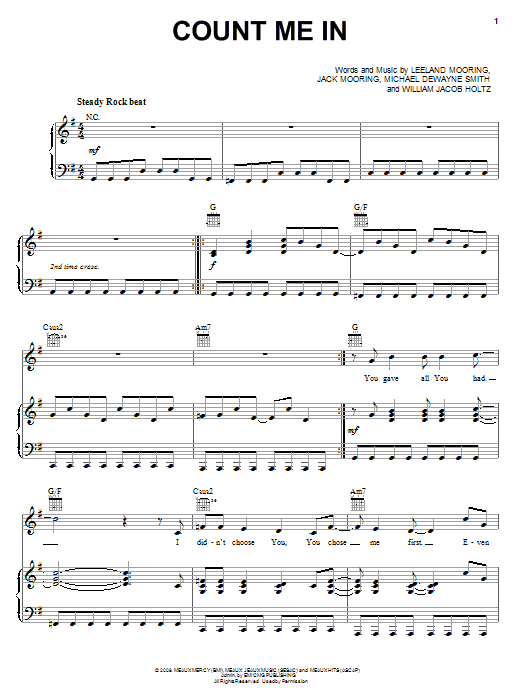 Leeland Count Me In Sheet Music Notes & Chords for Easy Piano - Download or Print PDF