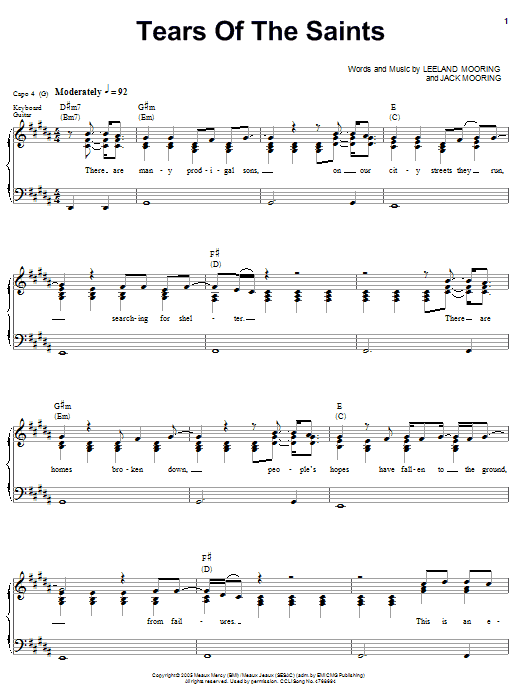 Leeland Tears Of The Saints Sheet Music Notes & Chords for Piano, Vocal & Guitar (Right-Hand Melody) - Download or Print PDF Leeland Tears Of The Saints Sheet Music Notes & Chords for Piano, Vocal & Guitar (Right-Hand Melody) - Download or Print PDF
