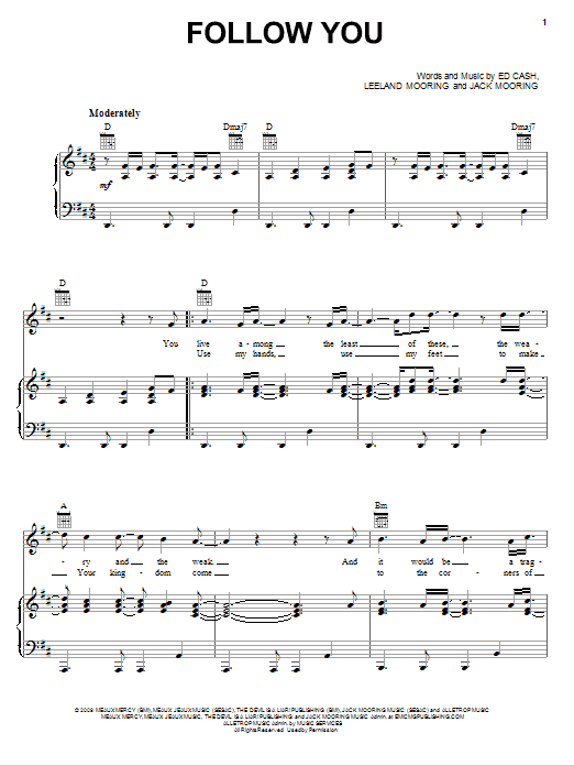 Leeland with Brandon Heath Follow You Sheet Music Notes & Chords for Piano, Vocal & Guitar (Right-Hand Melody) - Download or Print PDF