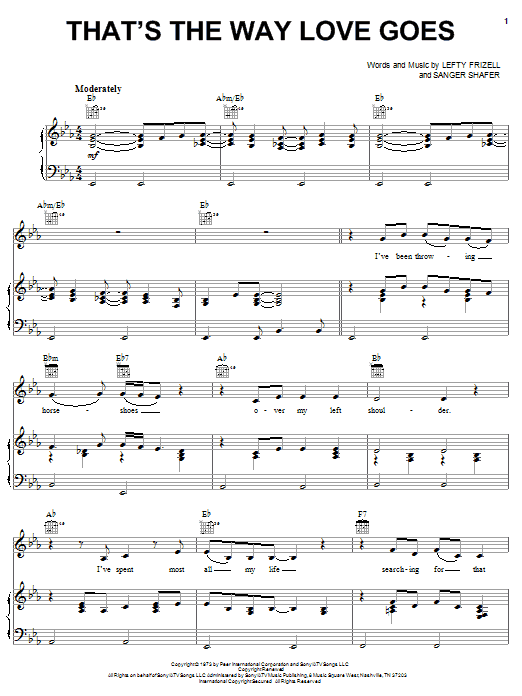 Lefty Frizell That's The Way Love Goes Sheet Music Notes & Chords for Piano, Vocal & Guitar (Right-Hand Melody) - Download or Print PDF