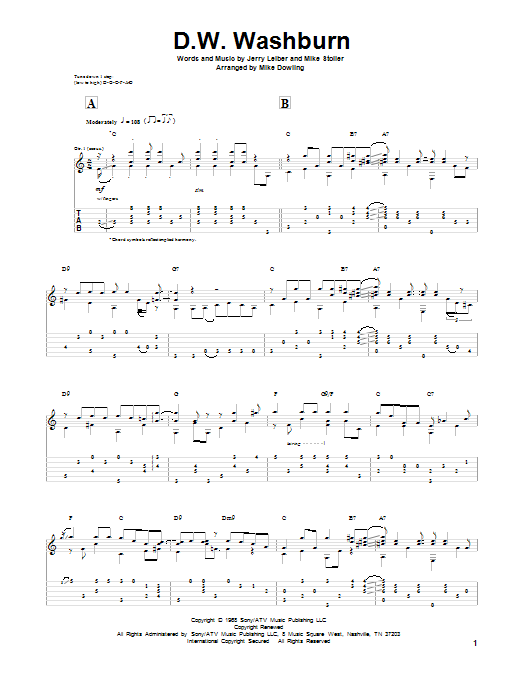 Leiber & Stoller D.W. Washburn Sheet Music Notes & Chords for Guitar Tab - Download or Print PDF