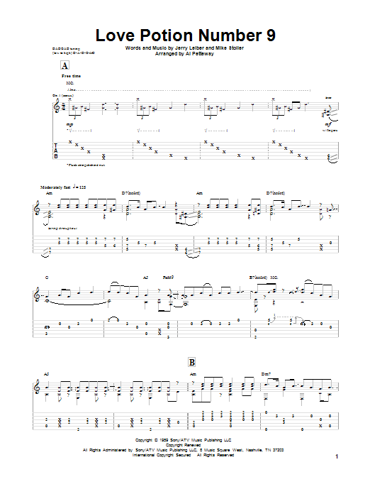 Leiber & Stoller Love Potion Number 9 Sheet Music Notes & Chords for Guitar Tab - Download or Print PDF