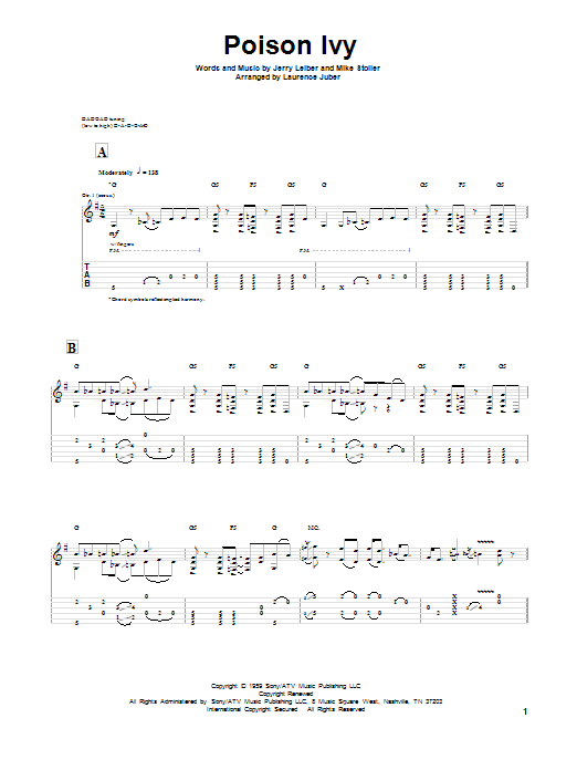 Leiber & Stoller Poison Ivy Sheet Music Notes & Chords for Guitar Tab - Download or Print PDF