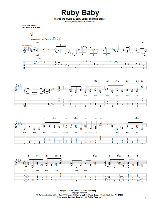 Leiber & Stoller Ruby Baby Sheet Music Notes & Chords for Guitar Tab - Download or Print PDF