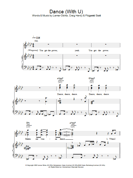 Lemar Dance (With U) Sheet Music Notes & Chords for Melody Line, Lyrics & Chords - Download or Print PDF