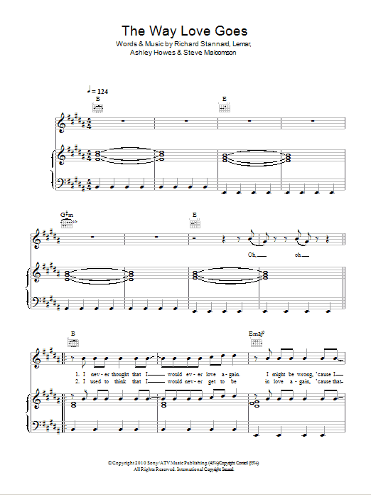 Lemar The Way Love Goes Sheet Music Notes & Chords for Piano, Vocal & Guitar (Right-Hand Melody) - Download or Print PDF