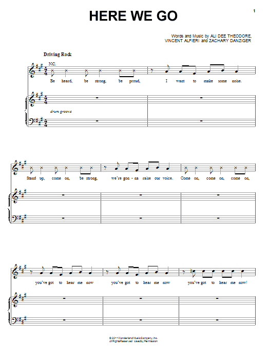 Lemonade Mouth (Movie) Here We Go Sheet Music Notes & Chords for Piano, Vocal & Guitar (Right-Hand Melody) - Download or Print PDF