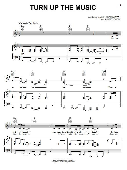 Lemonade Mouth (Movie) Turn Up The Music Sheet Music Notes & Chords for Piano, Vocal & Guitar (Right-Hand Melody) - Download or Print PDF