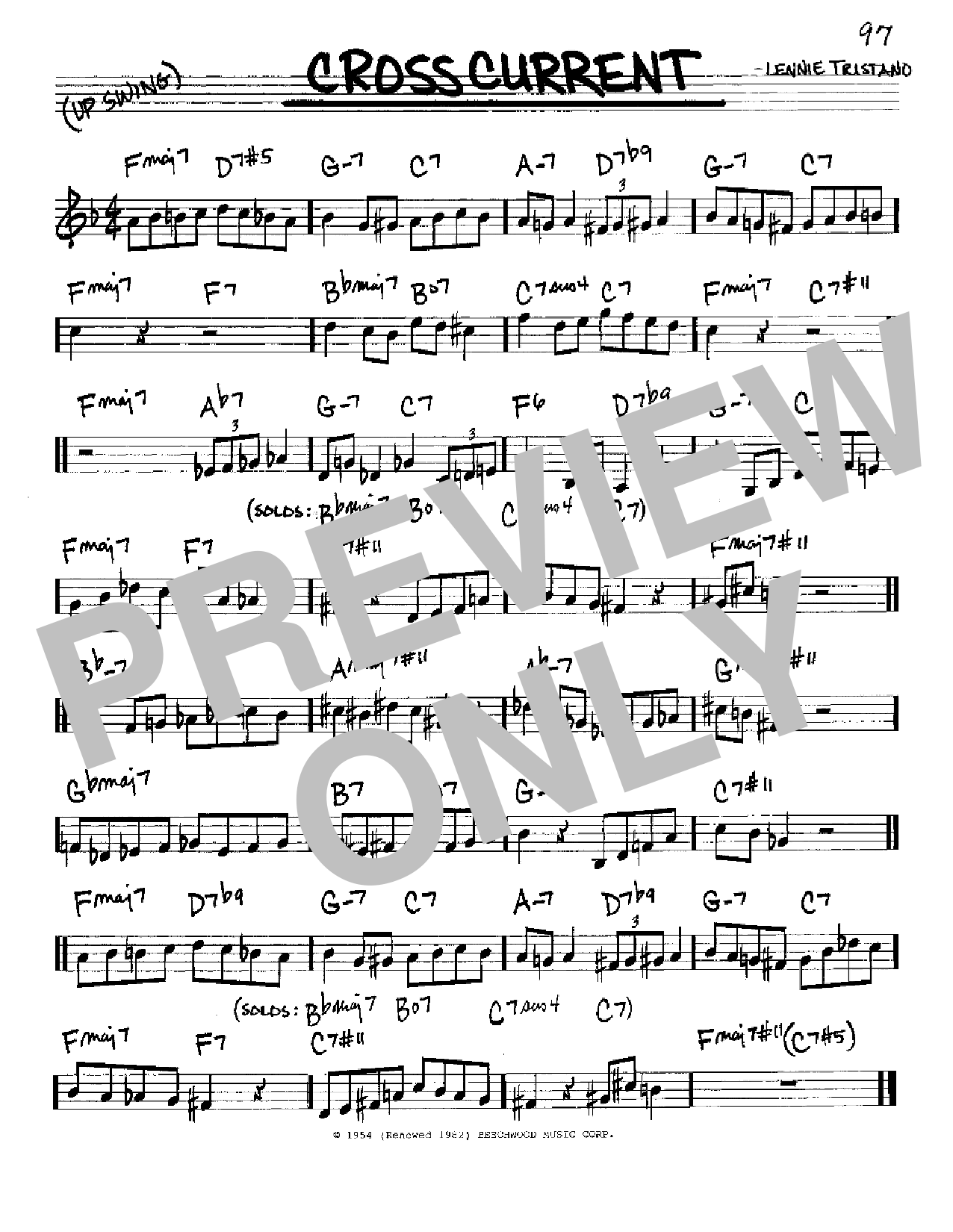 Lennie Tristano Crosscurrent Sheet Music Notes & Chords for Real Book - Melody & Chords - Bass Clef Instruments - Download or Print PDF