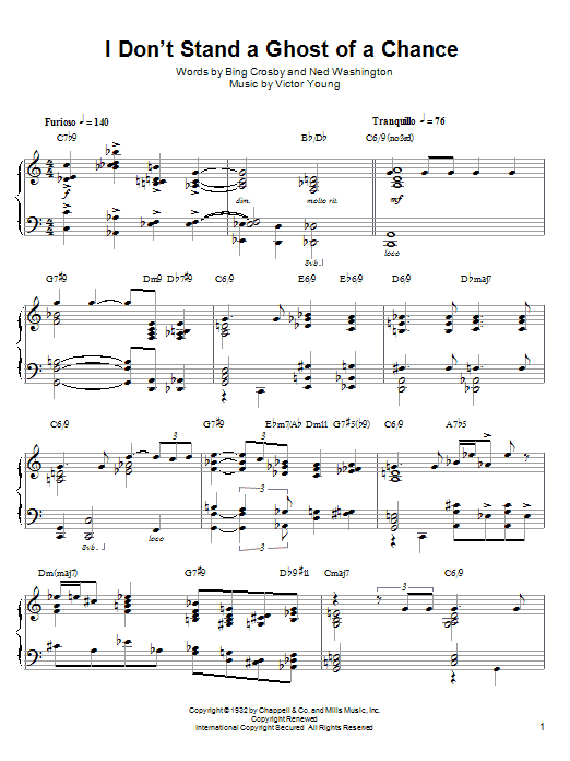 Lennie Tristano I Don't Stand A Ghost Of A Chance Sheet Music Notes & Chords for Piano - Download or Print PDF Lennie Tristano I Don't Stand A Ghost Of A Chance Sheet Music Notes & Chords for Piano - Download or Print PDF