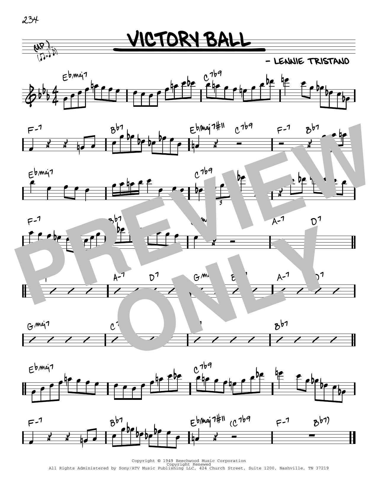 Lennie Tristano Victory Ball Sheet Music Notes & Chords for Real Book – Melody & Chords - Download or Print PDF