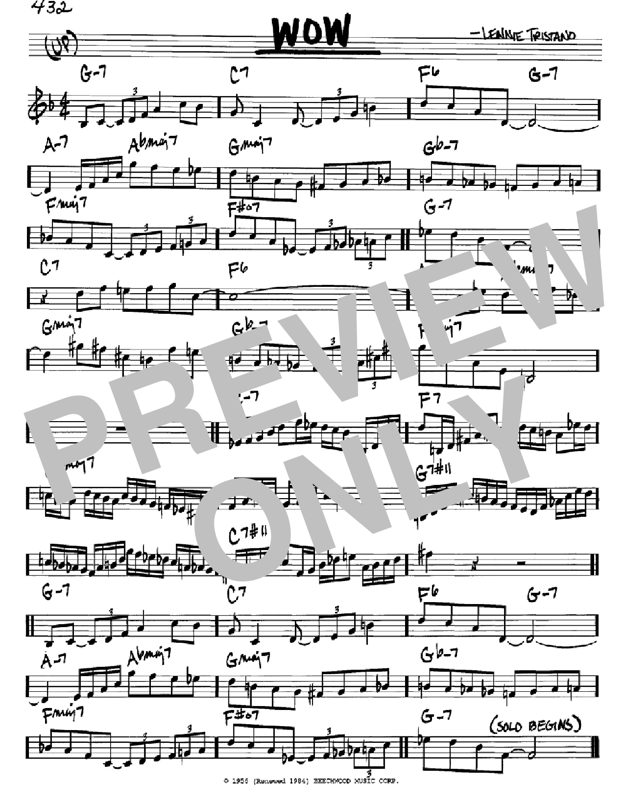 Lennie Tristano Wow Sheet Music Notes & Chords for Real Book - Melody & Chords - C Instruments - Download or Print PDF