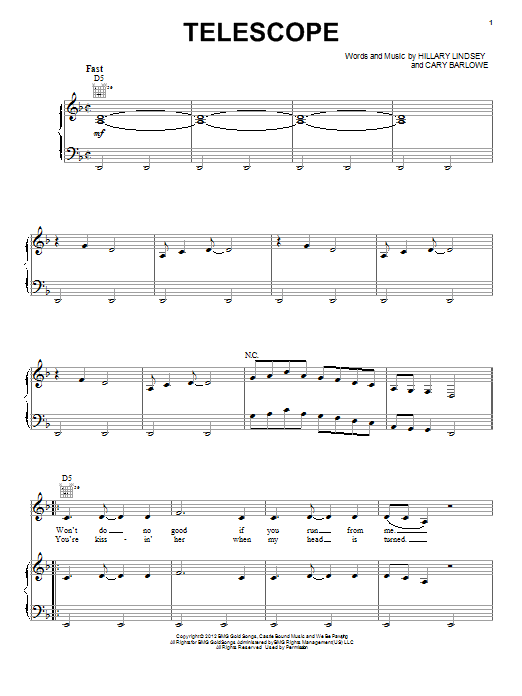 Lennon Stella and Maisy Stella Telescope Sheet Music Notes & Chords for Piano, Vocal & Guitar (Right-Hand Melody) - Download or Print PDF