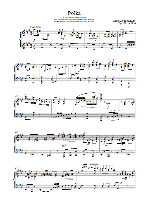 Lennox Berkeley Polka, Op 5 No 1a Sheet Music Notes & Chords for Piano - Download or Print PDF