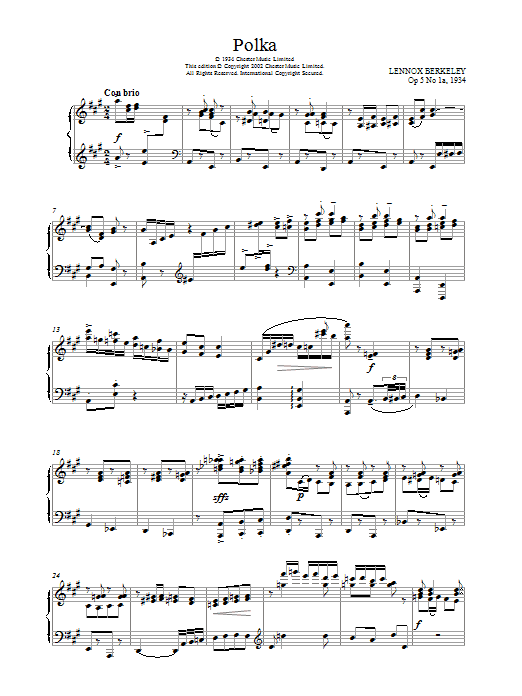 Lennox Berkeley Polka, Op 5 No 1a sheet music notes and chords. Download Printable PDF.