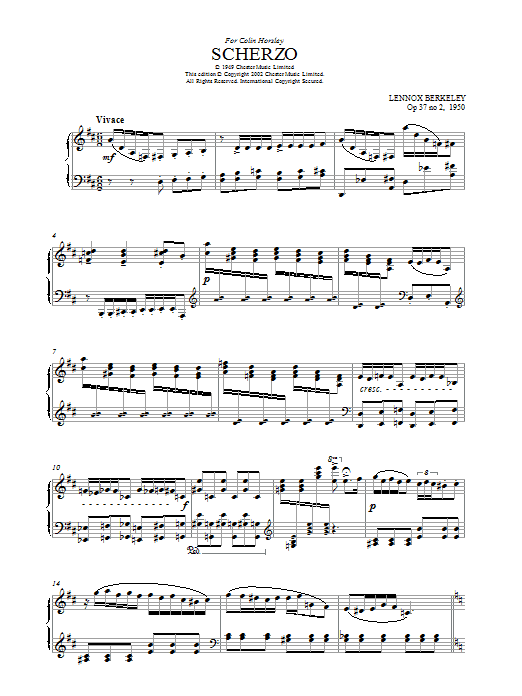 Lennox Berkeley Scherzo sheet music notes and chords. Download Printable PDF.