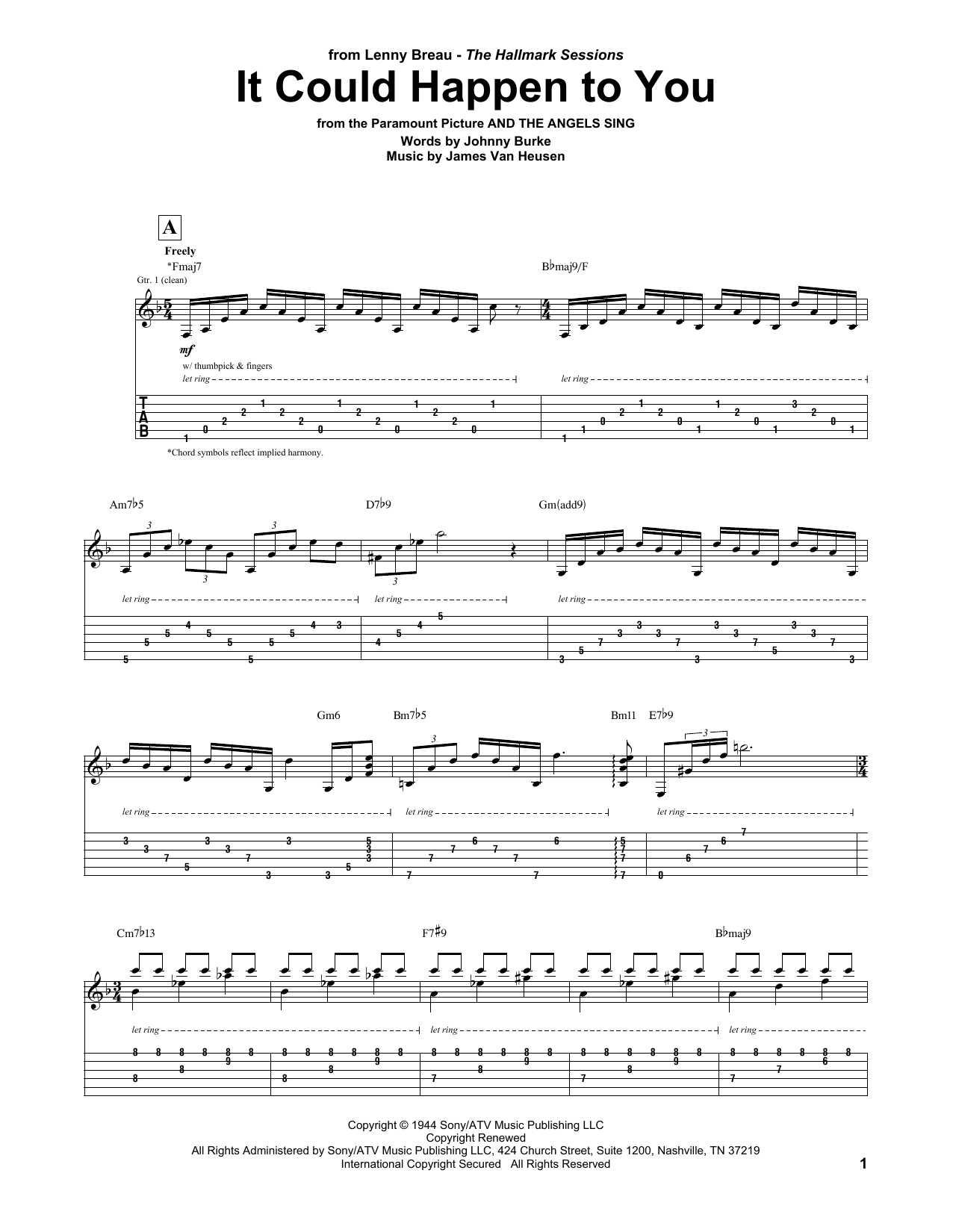 Lenny Breau It Could Happen To You Sheet Music Notes & Chords for Guitar Tab - Download or Print PDF