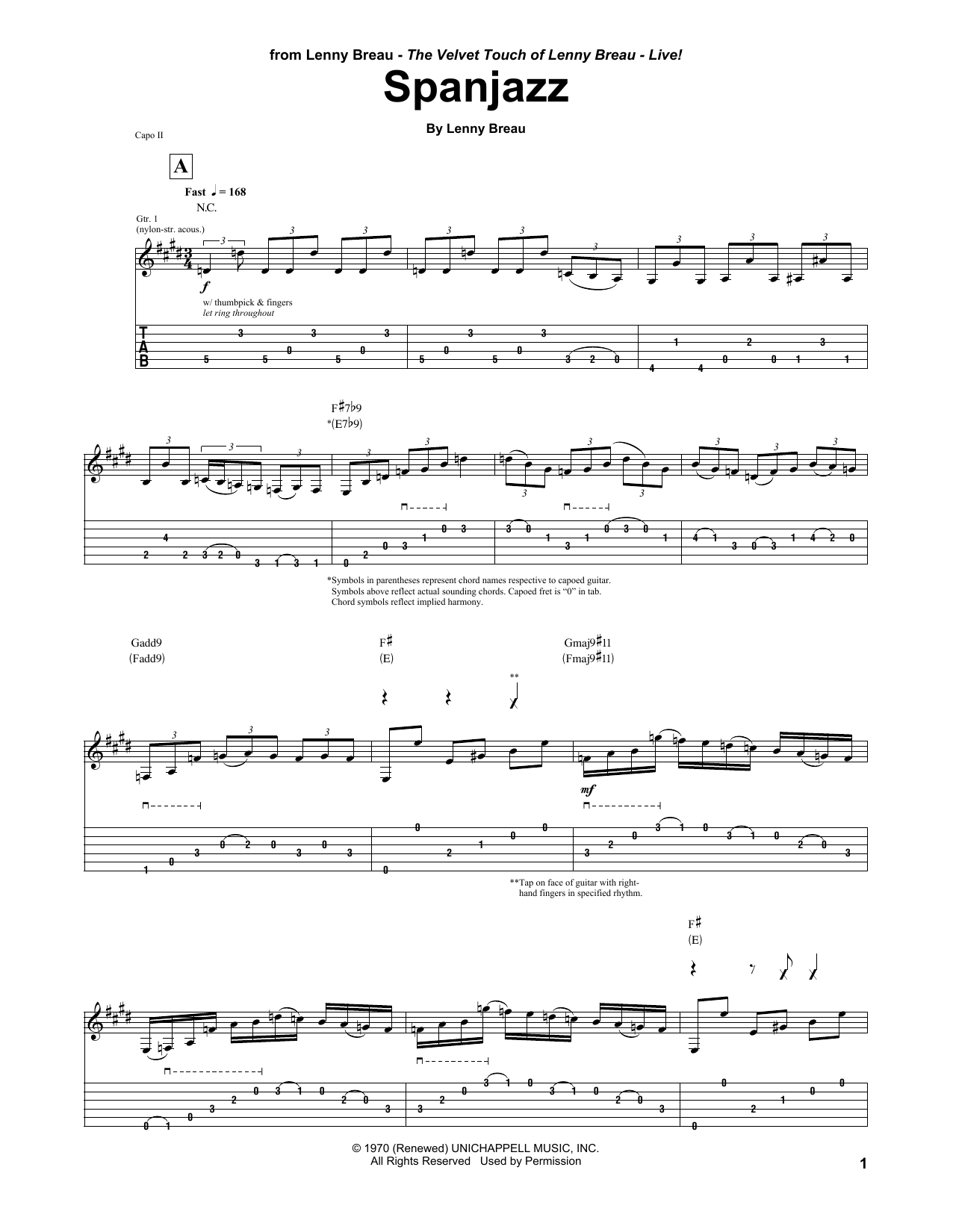 Lenny Breau Spanjazz Sheet Music Notes & Chords for Guitar Tab - Download or Print PDF