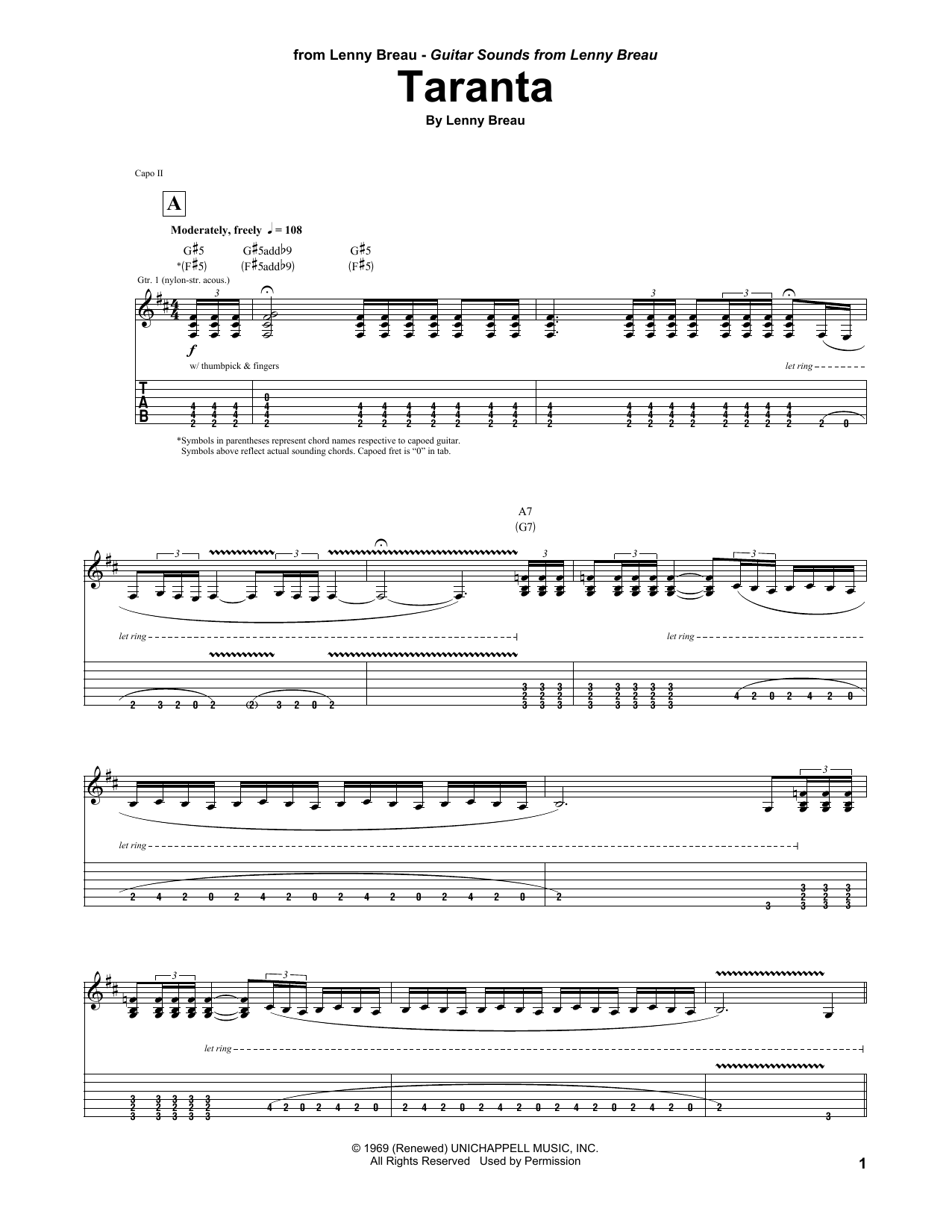 Lenny Breau Taranta Sheet Music Notes & Chords for Guitar Tab - Download or Print PDF