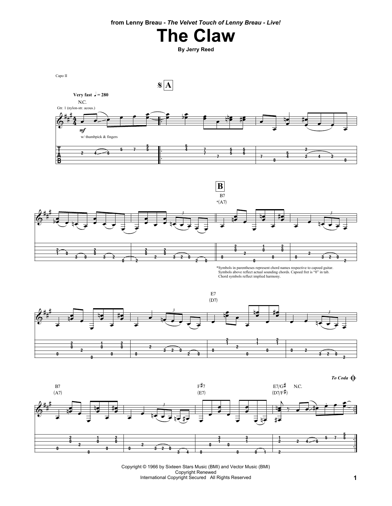 Lenny Breau The Claw Sheet Music Notes & Chords for Guitar Tab - Download or Print PDF