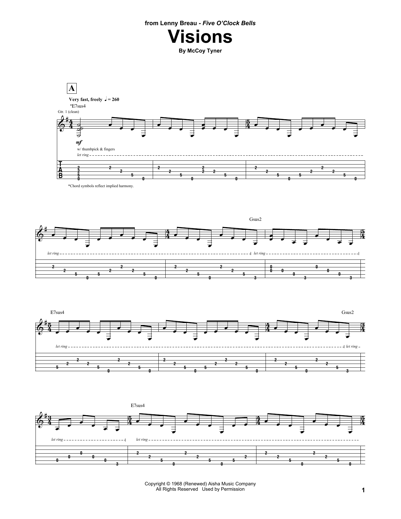 Lenny Breau Visions Sheet Music Notes & Chords for Guitar Tab - Download or Print PDF