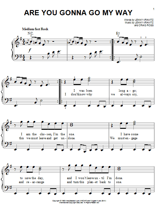 Lenny Kravitz Are You Gonna Go My Way Sheet Music Notes & Chords for Guitar Tab - Download or Print PDF