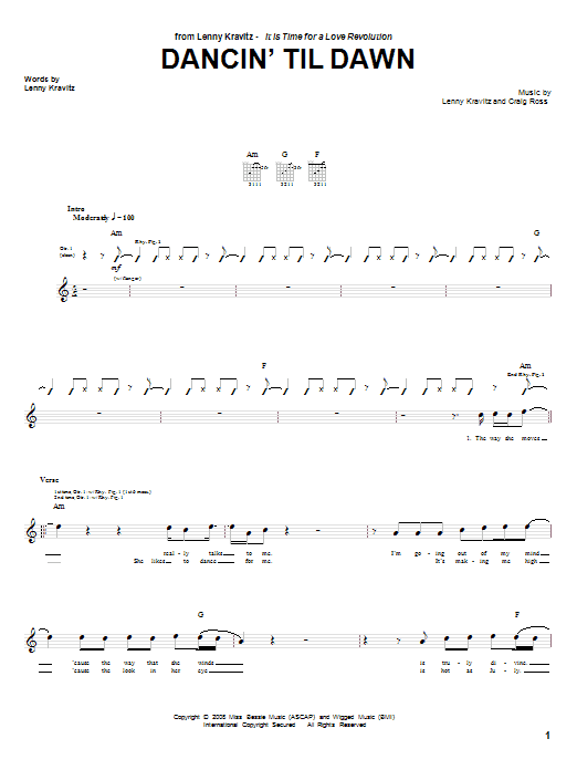 Lenny Kravitz Dancin' Til Dawn Sheet Music Notes & Chords for Guitar Tab - Download or Print PDF Lenny Kravitz Dancin' Til Dawn Sheet Music Notes & Chords for Guitar Tab - Download or Print PDF