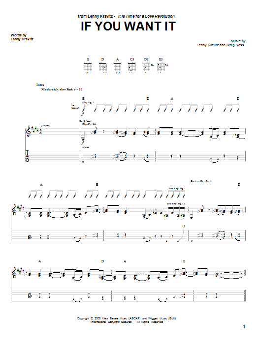 Lenny Kravitz If You Want It Sheet Music Notes & Chords for Guitar Tab - Download or Print PDF Lenny Kravitz If You Want It Sheet Music Notes & Chords for Guitar Tab - Download or Print PDF